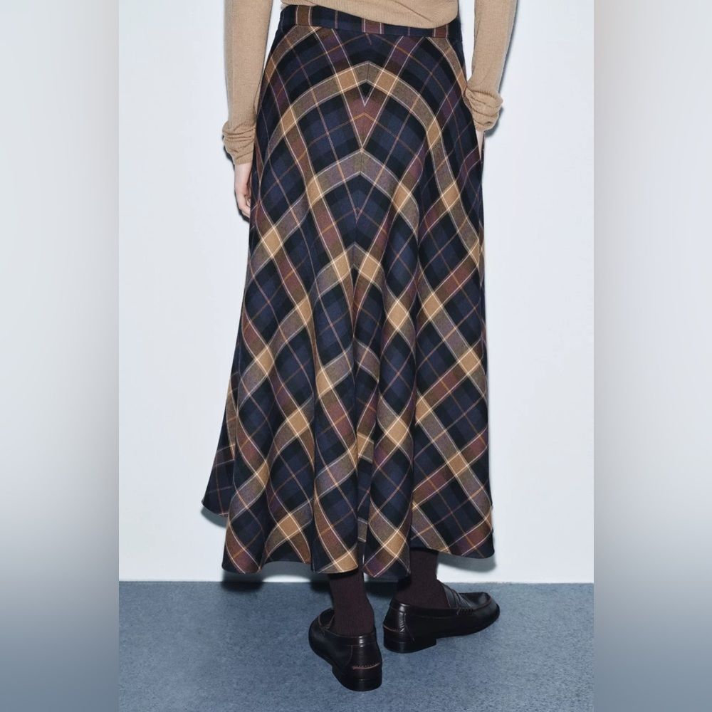 ZARA CHECK CAPE SKIRT ZW COLLECTION LIMITED EDITION - Picture 5 of 9